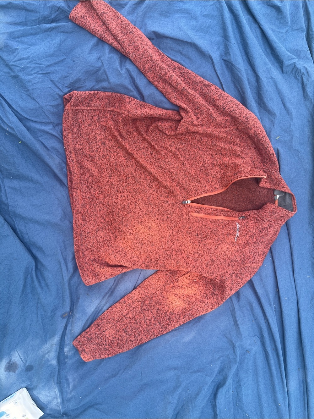 Eddie Bauer men’s Red Heather Quarter-Zip Sweater